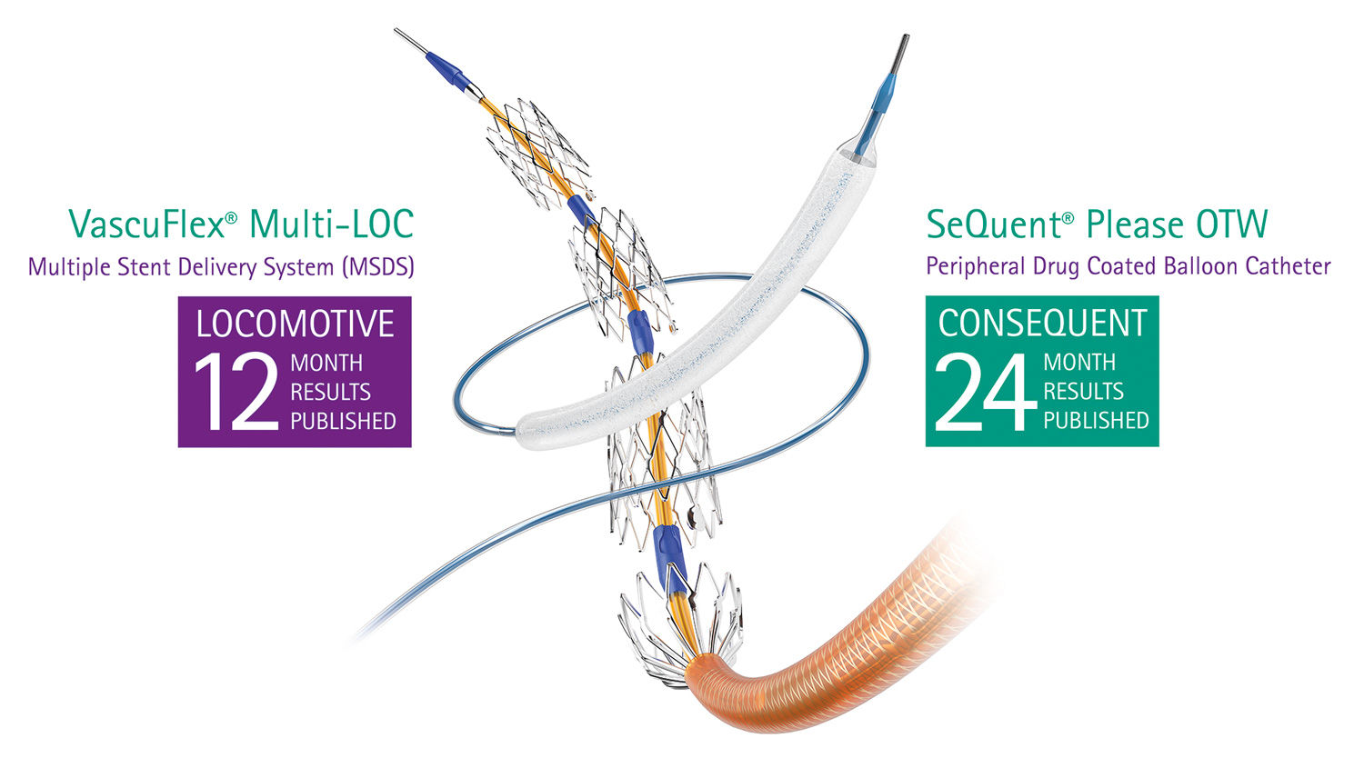 Terapia combinada para procedimientos endovasculares con VascuFlex® Multi-LOC y SeQuent® Please OTW